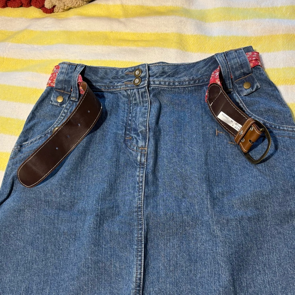 Christopher & Banks Denim A-Line Skirt with Removable Belt, Size 4, NWT - Picture 2 of 11